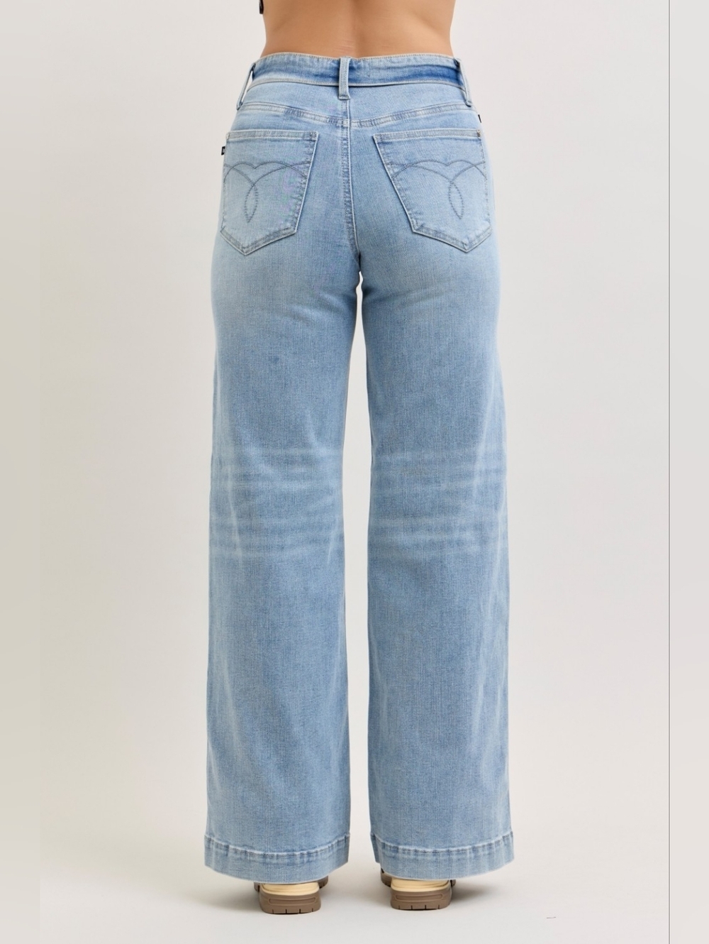 Judy Blue MR Light Wash Retro Wide Leg Jeans Button Fold Over Waist Various NEW - Picture 13 of 16